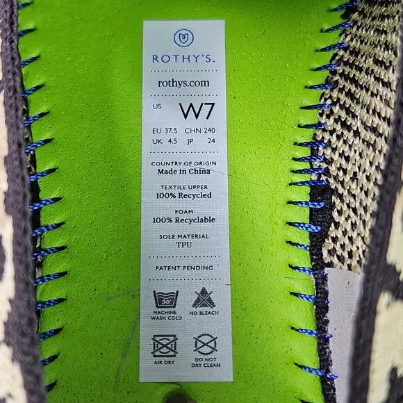 Rothy’s Original Slip On Sneaker Desert Cat Leopard Print Shoes Size 7 Sustainab - Picture 6 of 9